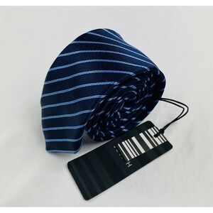 JOSEPH Navy Blue Striped Pure Silk Skinny Mens TIe 2 Inch Width NWT